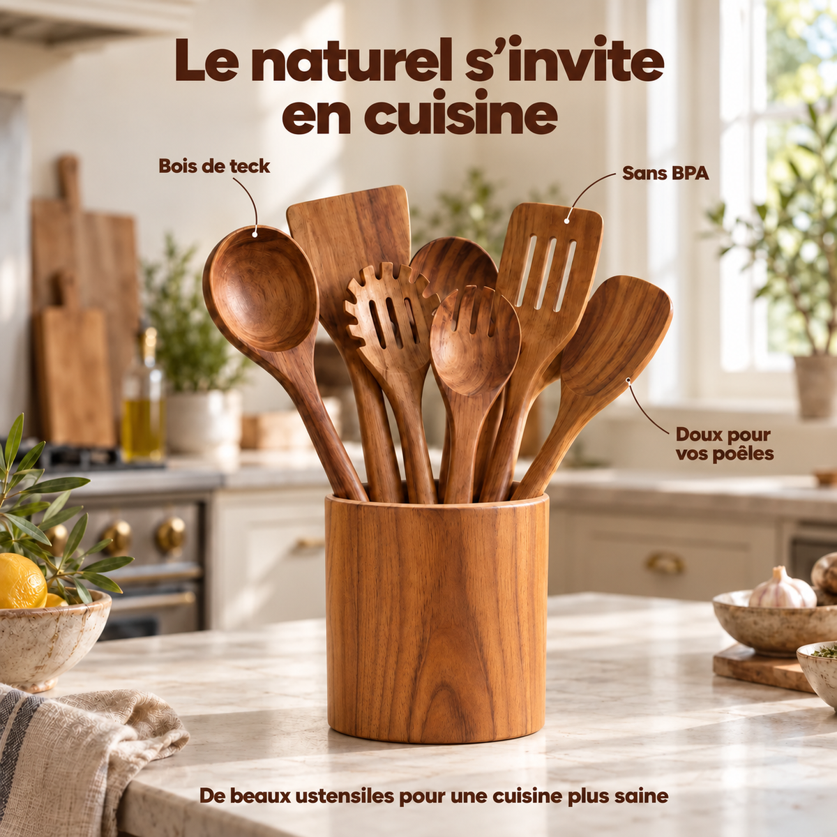 Pot rangement en bois de Teck™